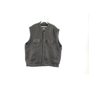Vance Leathers Mens Size 52 Leather Trim Tactical Motorcycle Riding Vest Black